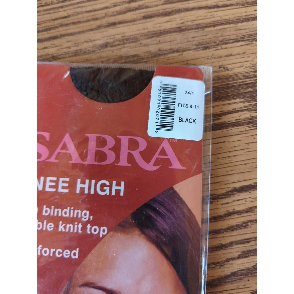 New NIP Vintage Pantyhose Sabra Knee Highs Color‎ Black Fits 8-11 Reinforced Toe
